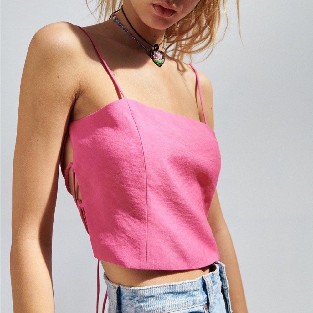 Zara Hot Pink Strappy Backless Crop Top